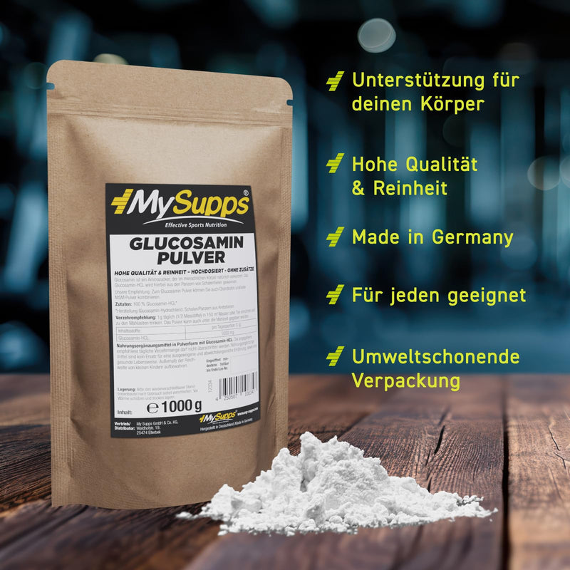 [Australia] - My Supps 1000g glucosamine powder with 100% pure glucosamine HCL - glucosamine sulfate powder vegan & high dosage - glucosamine powder made in Germany 