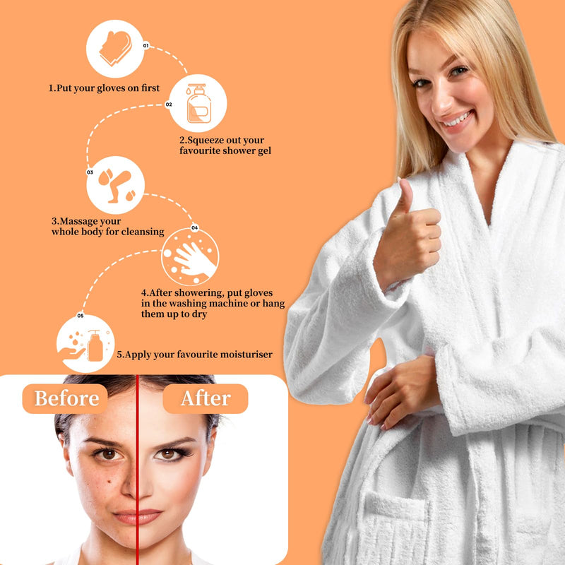 [Australia] - Exfoliating Glove Body Scrubber, Premium Exfoliating Mitt for Normal to Dry Skin, Body Exfoliator for Self-Tan Removal and Applicationin, Made of Viscose Fiber （2 Black） 