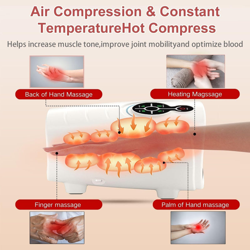 [Australia] - AERLANG Birthday Gifts for Women Husband Gifts Hand Massager Hand Massage Machine with Heat and Compression Electric Hand Massager for Arthritis and Carpal Tunnel Cordless Massagers, Gift for Men mom New touch screen 