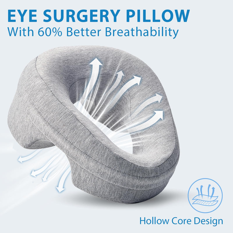 [Australia] - Face Down Pillow for Bed, Massage Headrest Face Pillow After Eye Surgery, Memory Post-Eye Recovery or Beach Tanning, Prone Sleepers with Breathable Design, Removable Grey Cover(Light Gray) Light Gray 