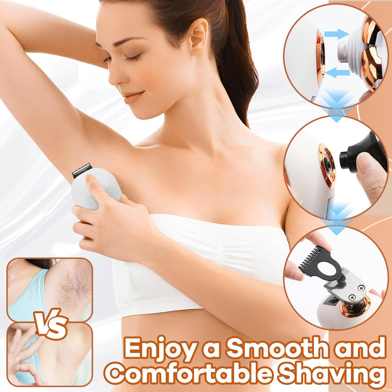 [Australia] - Electric Razors for Women, 5D Facial Hair Removal, 5-in-1 Wet/Dry Bikini Trimmer, Electric Shaver for Women, Rechargeable Face Shaver for Arms Legs Armpit Pubic Area, Painless Womens Grooming Kit 
