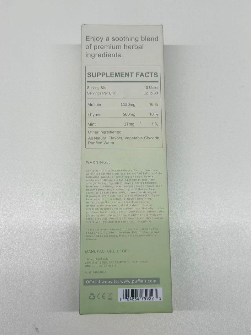 [Australia] - Mullein Herbal Diffuser Upgraded with Extracts of Mullein, Thyme and Mint for Cleansing Lungs, Improving Breathing and Oral Air Freshening- 1 Stick, 1 Pack Green 1 Sticks (Pack of 1) 