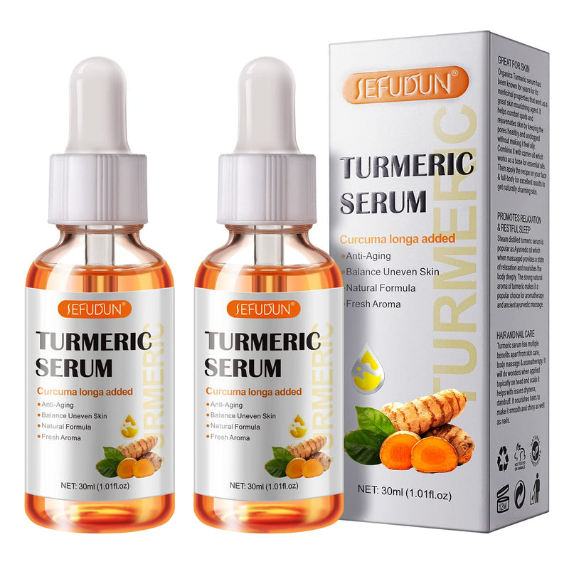 2 Pack Turmeric Serum for Dark Spots, Turmeric Dark Spot Corrector Serum for Acne, Hyperpigmentation and Smooth Skin, Formulated with Hyaluronic Acid, Vitamin C & E - 1.01 FL.OZ 1.01 Fl Oz (Pack of 1)
