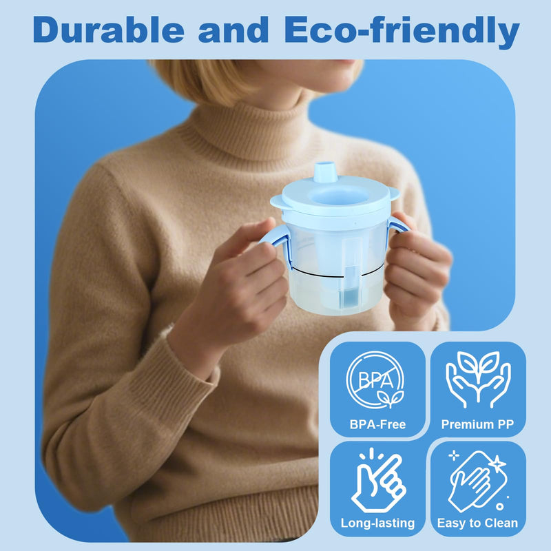 Dysphagia Cup for Adults - 5cc/10cc/15cc Spill-Proof Drinking Cup for Elderly | IDDSI Levels 0-2 | Choke Prevention | Removable Handles | Nose Cutout Design