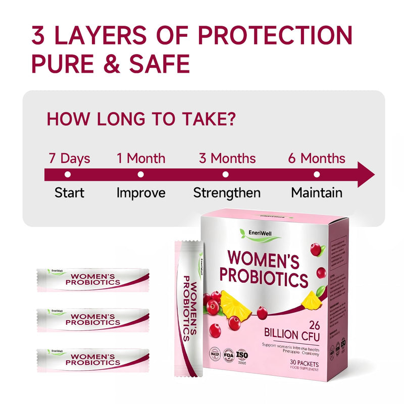 Probiotics for Women, Vaginal Probiotic Powder, 26 Billion CFU | Womens Intimate Probiotics, Cranberry Prebiotic for Feminine pH & Odour Control, Daily Drinkable Powder Sachets, 30 Packets