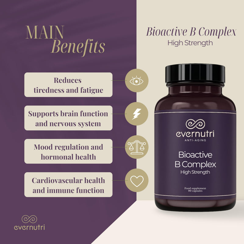 Bioactive B-Complex | Full Spectrum Active & Inactive B Vitamins | 13 Vitamin B Complex | Energy & Nervous System Support | 90 Vegetarian Capsules