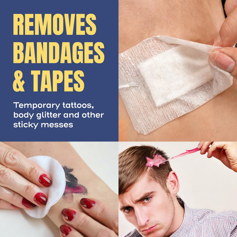 [Australia] - Sting-Free Adhesive Remover - Gentle & Pain-Free Bandage & Strong Adhesive Remover | Ideal for Sensitive Skin, Sports Tape, Dialysis Ports, Continuous Blood Glucose Monitoring & Colostomy Bag Care 