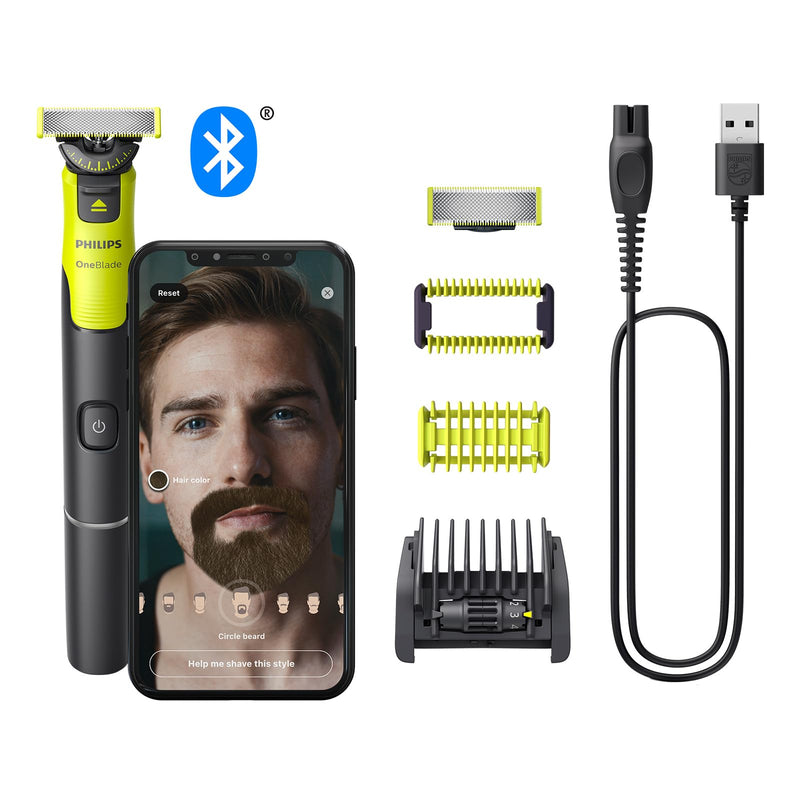 [Australia] - Philips OneBlade 360 Face & Body with app connection - Electric beard trimmer, razor and body groomer with 360 technology, adjustable 5-in-1 trimming attachment, 1x body kit, QP4631/30 incl. 2 x 360 blades & app connection (new design) 