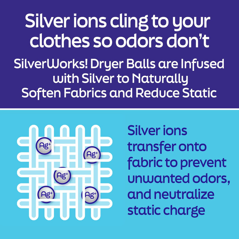 [Australia] - Wool Dryer Balls Laundry Reusable - Odor Eliminating Dryer Laundry Balls with Silver Technology - Natural Fabric Softener and Static Reducer, Reduce Drying Time and Energy Costs - 6 Pack 