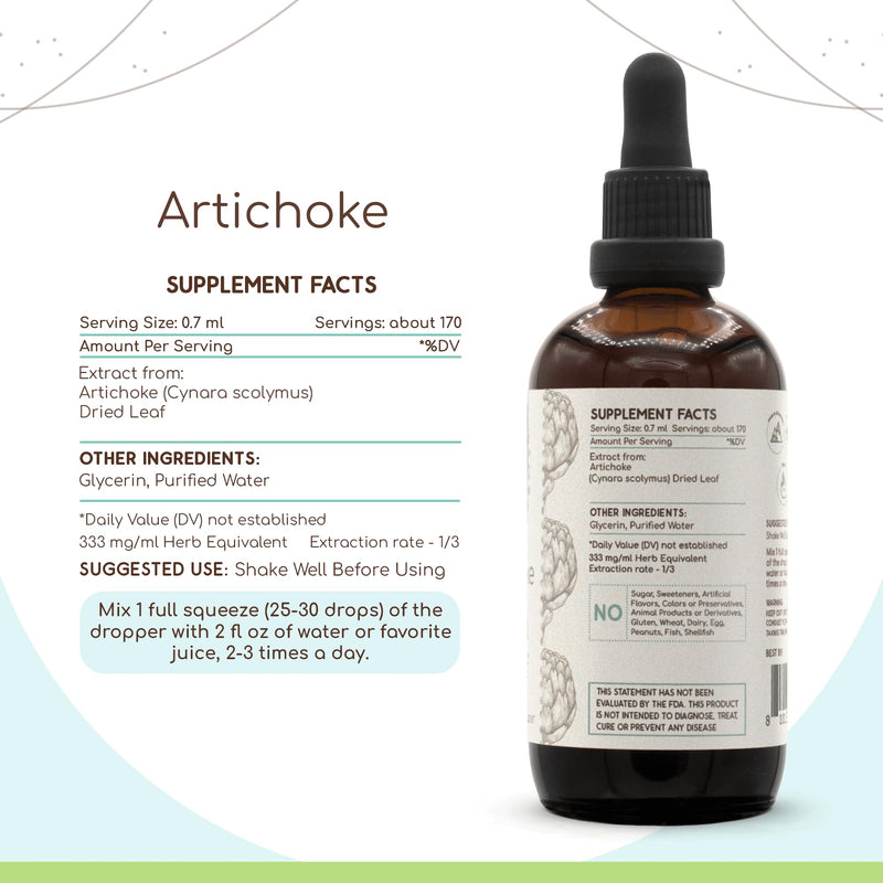 [Australia] - Artichoke B120 Alcohol-Free Herbal Extract Tincture, Concentrated Liquid Drops Natural Artichoke (Cynara scolymus) (4 fl oz) 4 Fl Oz (Pack of 1) 