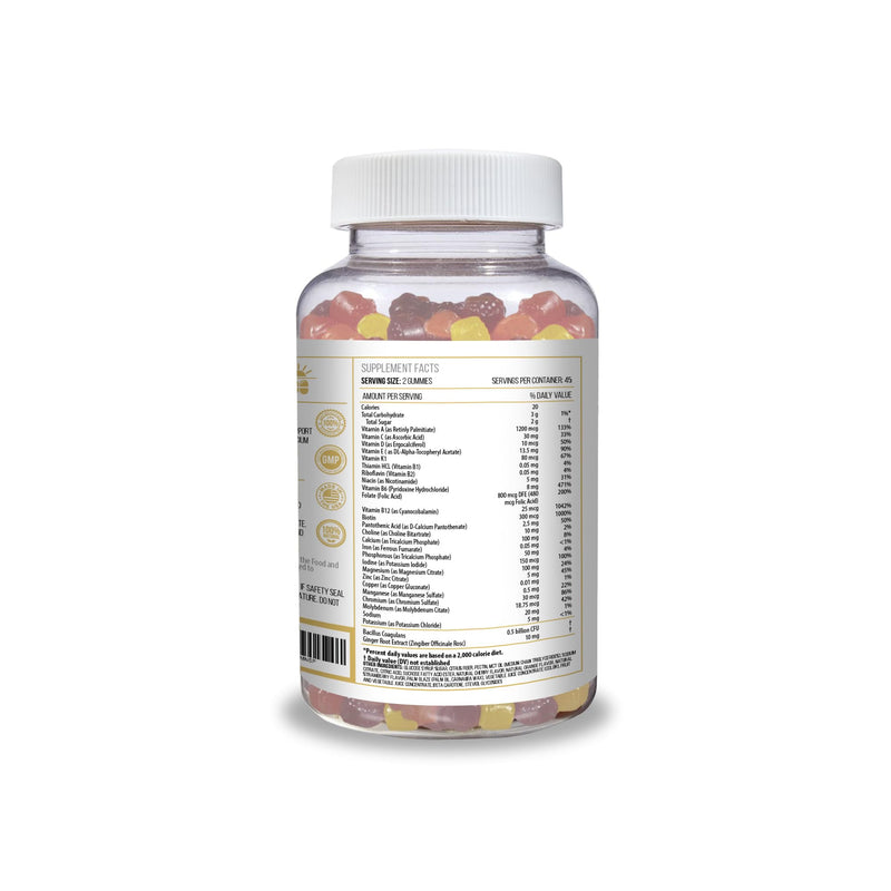 ACTIF Organic Bariatric Gummies with 25+ Organic Vitamins and Minerals for Bariatric Surgery Gastric Bypass Surgery, Advanced Formula - 90 Count