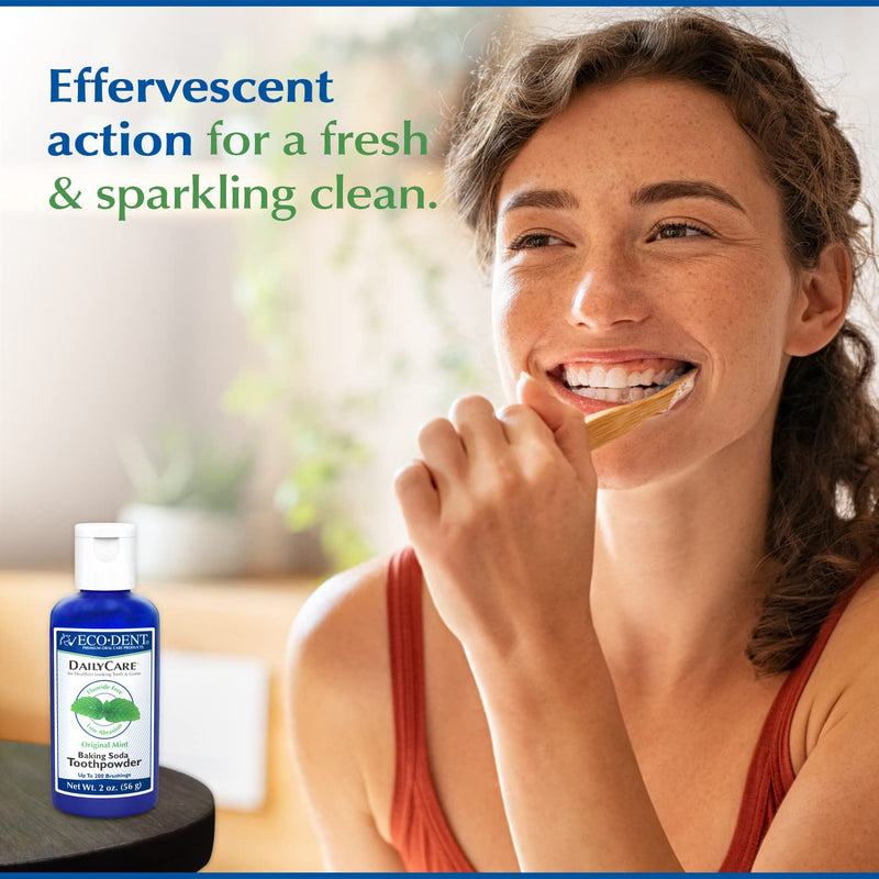 [Australia] - Eco-Dent DailyCare Baking Soda Toothpowder, Mint - Fluoride-Free Toothpaste Powder, SLS-Free Tooth Powder with Baking Soda, Minerals, and Essential Oils, Toothpaste Alternative, 2 Oz Ea (Pack of 3) 
