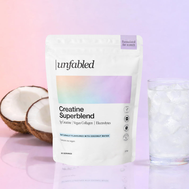 Unfabled Creatine for Women, 5g Creatine Monohydrate and Collagen Powder, Coconut Water Flavour & Electrolytes, Zero Sugar, Vegan Creatine Powder - 270g (30 Servings) - Made in UK