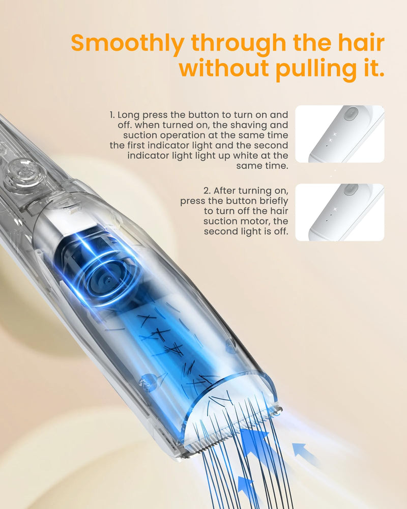 [Australia] - FERRISA Vacuum Baby Hair Clippers,Silent Hair Clippers for Kids,Cordless Baby Hair Trimmer,Waterproof Baby Hair Cutting Kit for Fine/Curly Hair,Infant Toddler Hair Clippers Auto Suck Snipped Hair Gray-white 