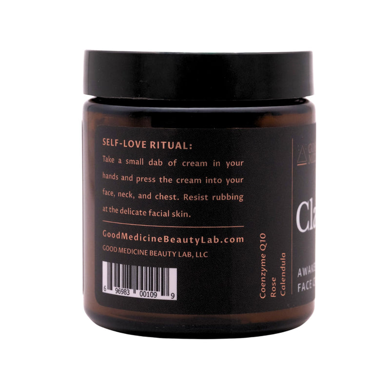 Clarity Awakening Face Cream - Natural Daily Facial Moisturizer with Coenzyme Q10 and Vitamin B3 to Reduce Fine Lines - Hydrating Coconut Oil and Aloe Vera - Skincare for Women and Men (4 oz)