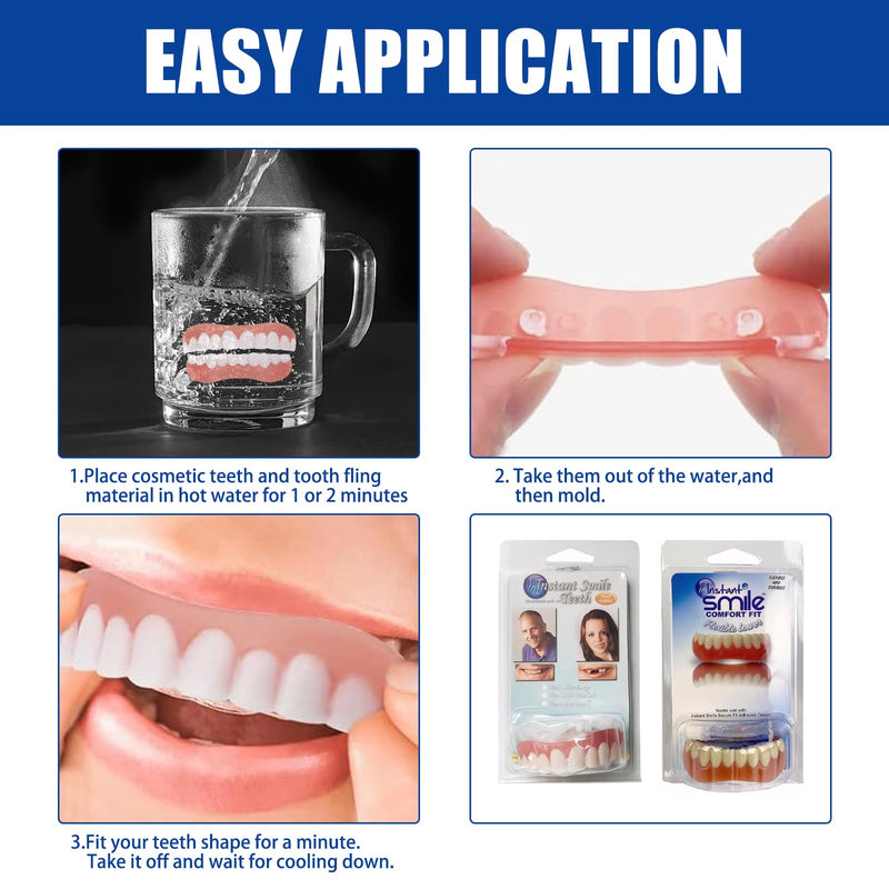 [Australia] - 2 pieces denture silicone reline kit, denture underlining silicone, denture silicone reline kit, soft denture reline kit, snap on soft denture reliner kit for upper and lower teeth 