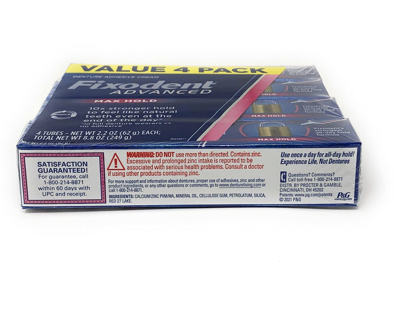 [Australia] - Fixodent Advanced Max Hold Denture Adhesive, 2.2 Ounce (Pack of 4) 