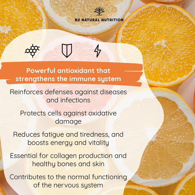 Vitamin C Tablets 1000mg High Dose + Bioflavonoids - High Strength Natural VIT C Complex Adults Ascorbic Acid - Immune Support. 180 Capsules. N2 Natural nutrition