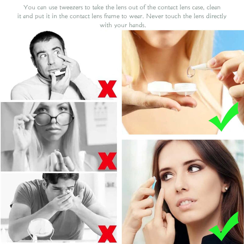 [Australia] - EnixwH Pack of 5 Contact Lens Insertion Aids, 5 Tweezers and 5 Storage Bottles, Contact Lens Sucker, Contact Lens Remover, Silicone Contact Lens Suction Cup for Soft Hard Lenses (Green) 