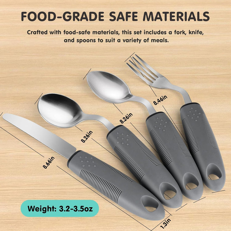 Adaptive Utensils, Adaptive Utensils 4pcs for Hand Tremors,Elderly, Arthritis,Parkinsons-Built Up Utensils for Adults–Easy Grip Aids Handle–2.5oz Each Weighted Silverware for Hand Tremors (Style 2) Style 2