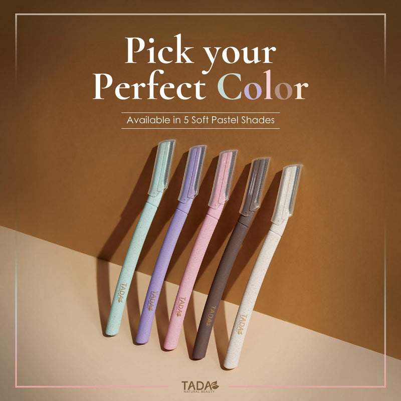 TADA Natural Beauty Biodegradable Dermaplaning Tool 12pk, Face Eyebrow Face Razors, Face Shaver & Exfoliating (Pink) Pink