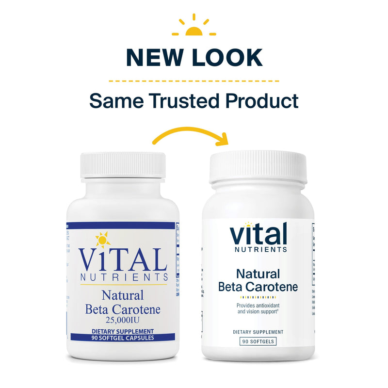 [Australia] - Vital Nutrients - Natural Beta Carotene - Precursor to Vitamin A - Antioxidant - Vision, Skin, and Reproductive Health Support - 90 Softgels per Bottle - 25,000 IU 