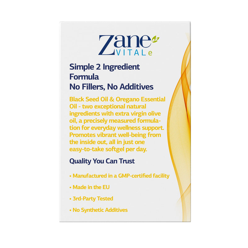 Zane Oregano Oil+ Oregano & Black Seed Oil Softgels – with Carvacrol & Thymoquinone – Dietary Supplement for Immune & Digestive Wellness - Non-GMO, Gluten-Free – 60 Softgels by Zane Vital.