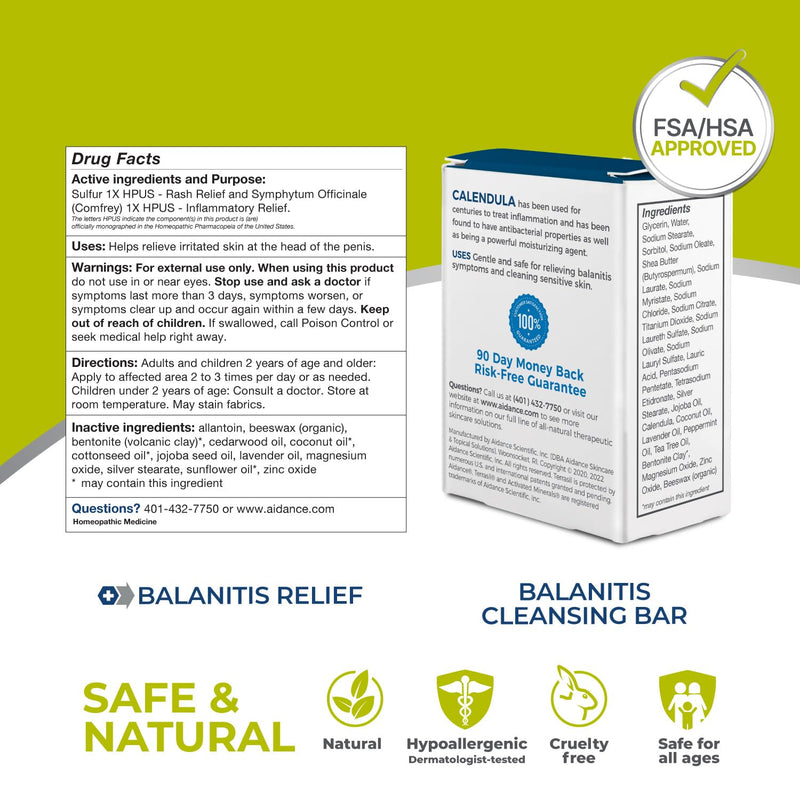 [Australia] - terrasil Balanitis Relief + Cleansing Soap 2-Product Kit – Balanitis Treatment for Men, Natural Foreskin Ointment for Balanitis Symptoms: Itch & Irritation. Dermatologist Tested (14g Tube + Soap Bar) 