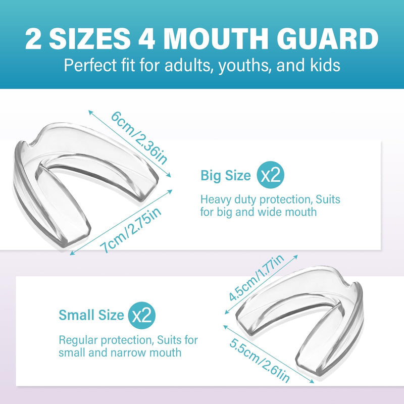 [Australia] - Night Guard for Teeth Grinding, Mouth Guard for Cleaning Teeth at Night, Reusable Night Guard for Teeth Grinding, Night Guard for Teeth - 4 Pack to 2 Sizes Light Green 