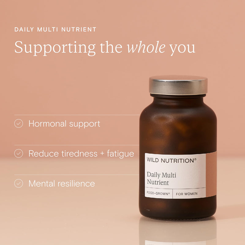 WILD NUTRITION Food-Grown® Women's Daily Multi Nutrient | to Support Hormonal Balance, Fatigue, and Mental Resilience | Multivitamins for Women | 60 Capsules