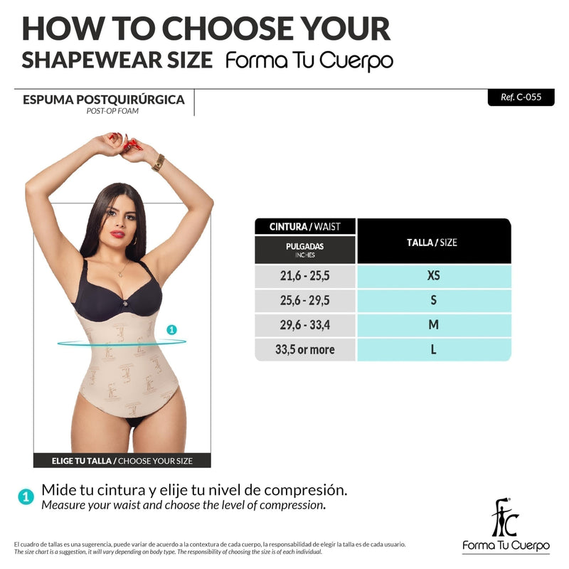 Forma Tu Cuerpo Lipo Foams Post Surgery Post-Operative Liposuction Recovery Compression 360 Tummy Tuck Foam (Black + Long 360 Lipo Foam, Medium) Black + Long 360 Lipo Foam