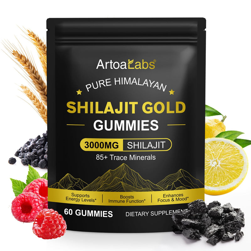 Shilajit Gummies, Enhanced Strength Gummies, Overall Wellness and Energy Levels - Naturally Vegan | 60 pcs