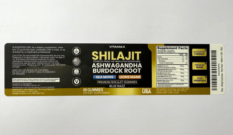 [Australia] - Organic Shilajit Gummies, Sea Moss, Ashwagandha, 105+ Trace Minerals ‚Äì Organic Burdock Root & Lions Mane Mushroom - Blue Razz ‚Äì Vegan & Non-GMO ‚Äì Made in USA ‚Äì 60ct 