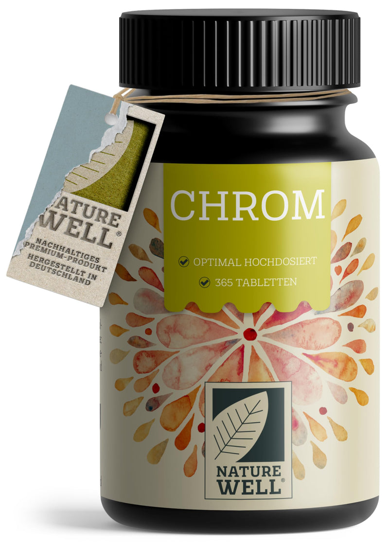 [Australia] - Chromium picolinate 365x tablets with 200 mcg chromium - optimally high dosage - normal blood sugar level and macronutrient metabolism - without additives - laboratory tested with certificate - vegan 1x 365 tablets 