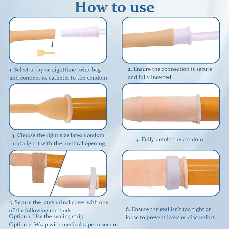 [Australia] - External Male catheters for Men, 24pcs Soft Latex Sets, 1 pcs 750 ml Leg Bag, 1 pcs1000 ml Leg Bag, 1 pcs 1500 ml Urine Bag, 1 pcs 2000 ml Urine Bag with 4 Rolls of Tape - Urine Collection (30mm) 30mm 