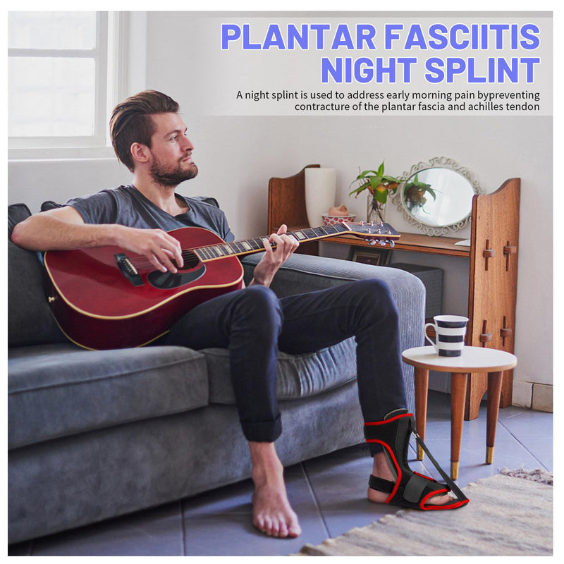 [Australia] - Plantar Fasciitis Night Splint: 2024 Upgraded Plantar Fasciitis Brace for Women Men Plantar Fasciitis Relief Achilles Tendonitis Foot Drop Heel Spur Pain Black-Red 
