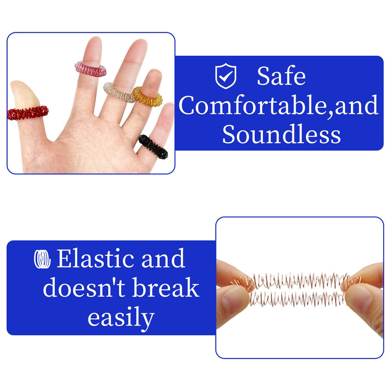 [Australia] - 10 Pcs Acupressure Rings Fidget Toy Trichotillomania Fidget Toys Silent Fidget Toys Acupressure Rings Sensory Ring Stress Relief Rings Sensory Finger Rings for Adults Silent Stress Reducer 2 