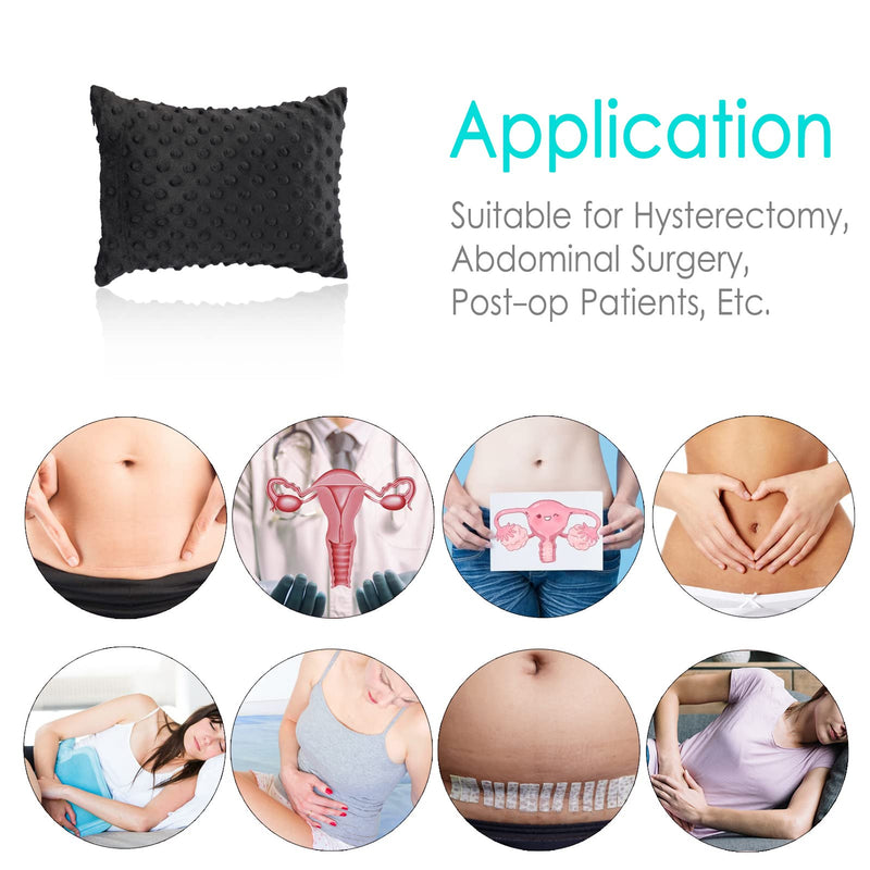 Tiny Hysterectomy Pillow Small Hysterectomy Recovery Must Haves Products Gifts Soft Post Surgery Pillows with Ice Pack Pocket for Abdominal Surgery Cushion Cough Pillow, Minky Dot Black