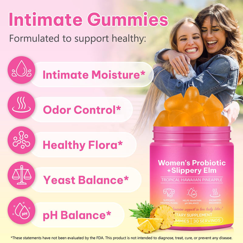 Women’s Probiotics Gummies for Intimate Flora Balance, 60 Strawberry Flavoured Gummies (2-Month Supply), High Strength Probiotic Complex for Female Intimate Health, Vegan & Gluten-Free