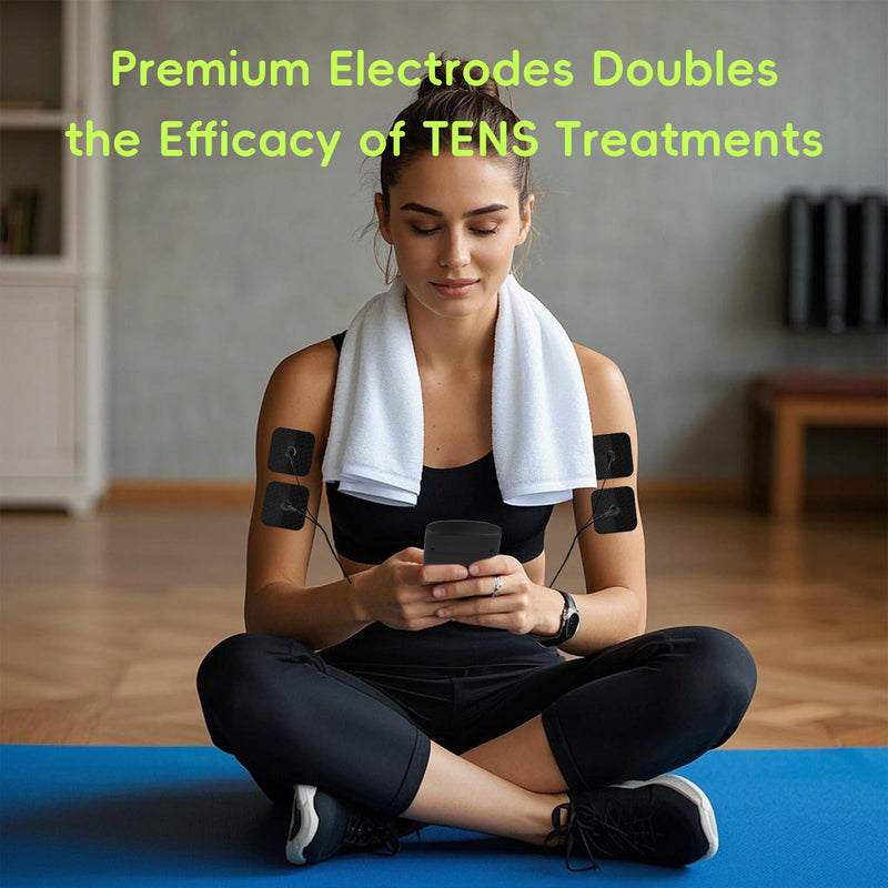 [Australia] - 20 Pack TENS Unit Electrode Pads with Wire Cable Combination Set. Reusable Premium Hydrogel Self-Adhesive TENS Unit Replacement Pads, Compatible with Belifu, AVCOO, NURSAL, TENS 7000, AUVON, Neocarbon Black 
