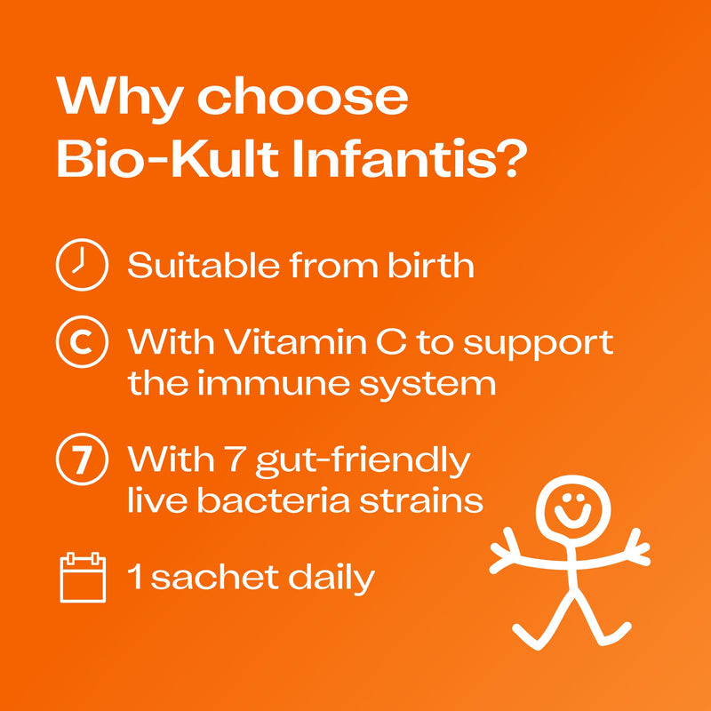 Bio-Kult Infantis Gut Health Probiotics for Kids and Babies| 7 Strains + FOS, VIT C | Immune Support | 30 Sachets