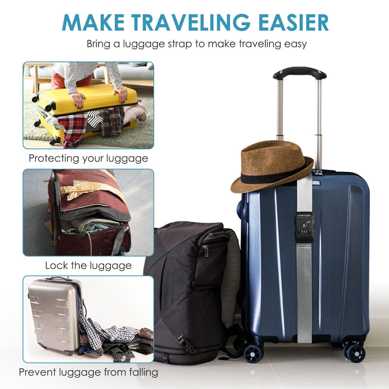 Travel Inspira TSA Approved Luggage Strap - Adjustable Length with Combination Lock and Luggage Scale Battery-Free 110 Pounds, Battery Included