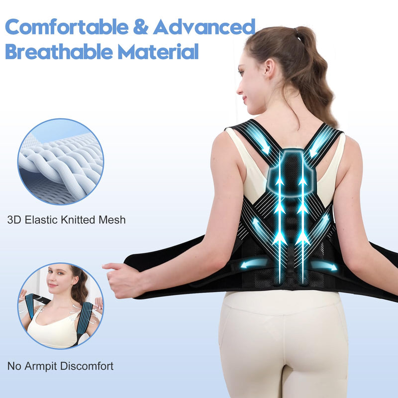 [Australia] - Posture Corrector for Women and Men with Bionic System, Upgraded Back Brace, Adjustable Full Back Support, Shoulder Straightener, Neck, Upper and Lower Back Pain Relief S-Black-4 