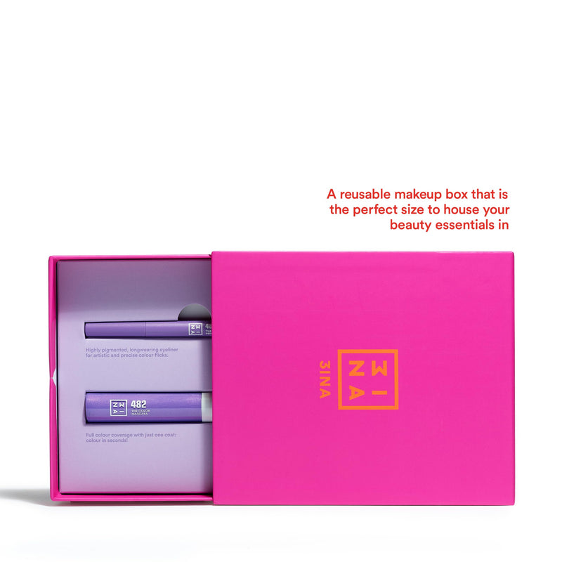 [Australia] - 3INA MAKEUP - The Vibrant One Kit - Purple - Perfect Purple Set - The Colour Pen Eyeliner 482 + The Colour Mascara 482 - Durable and Bright Colour - Makeup Set - Vegan - Cruelty Free 