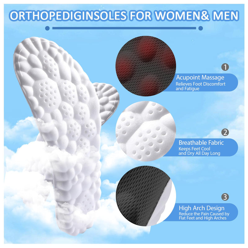 [Australia] - 4D Cloud Insoles for Men and Women Memory Foam Cloud Insoles Super Soft Anti-Fatigue, Shock Absorption, Relieve Foot Pain, (Black, Men: US 7-11) Black 