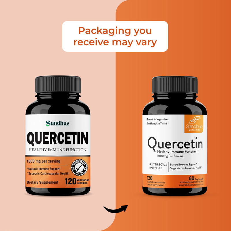 [Australia] - Sandhu's Quercetin 1000mg Per Serving Vegetarian Capsules Bioflavonoids Supports Immune Health & Cardiovascular Health, Respiratory Health, Seasonal Allergy Relief 120 Count Quercetin (Pack of 1) 