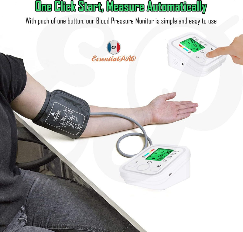 [Australia] - Blood Pressure Monitor for Home Use, Automatic Upper Arm Blood Pressure Machine with Large LCD Display, Adjustable Cuff (9 to 17 inches), 2 x 99 Memory Sets, Easy to use/Travel 
