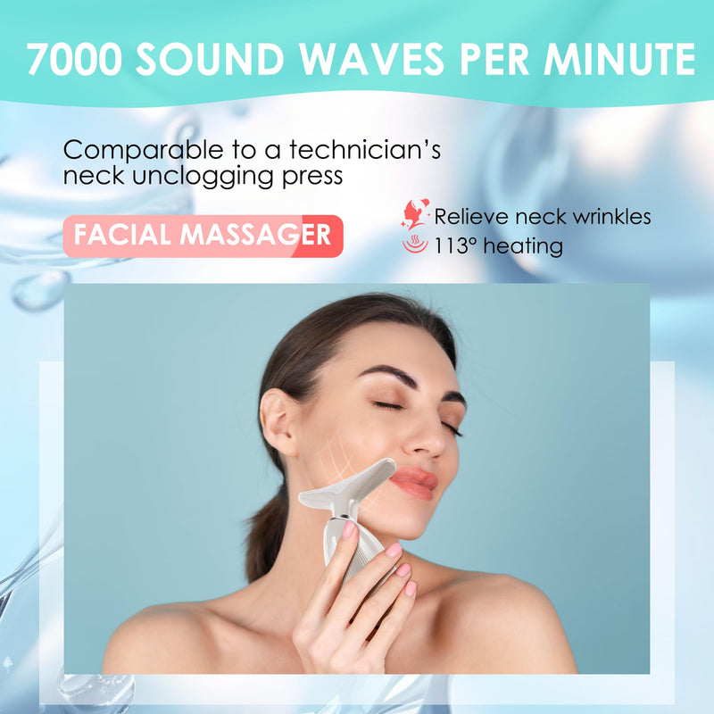 Facial Massager Red-Light-Therapy-for-Face and Neck, Face 𝖲 culpting Wand with 7 Color (Champagne) Champagne