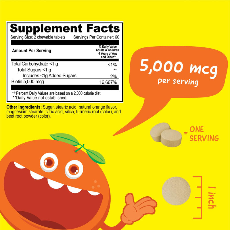 VitaWorks Kids Biotin 5000mcg Chewables + Iron 10mg + Vitamin C Chewables Bundle