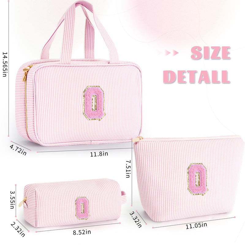 Gifts for Teen Girls Women - Personalized Toiletry Bag Initial Makeup Bag | Travel Cosmetic Bag | 8 9 10 11 12 13 14 15 16 Years Old Girl Gift Trendy Stuff - Pink Q